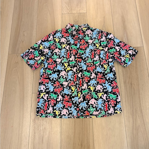 H&M Other - Keith Haring x H&M Shirt Size Large Bright Pattern Short Sleeve 100% Cotton